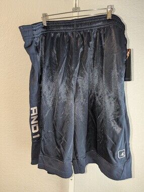 AND1 Men's Dazzle Basketball Shorts Size 3XL Navy Blue Shiny Athletic Gym